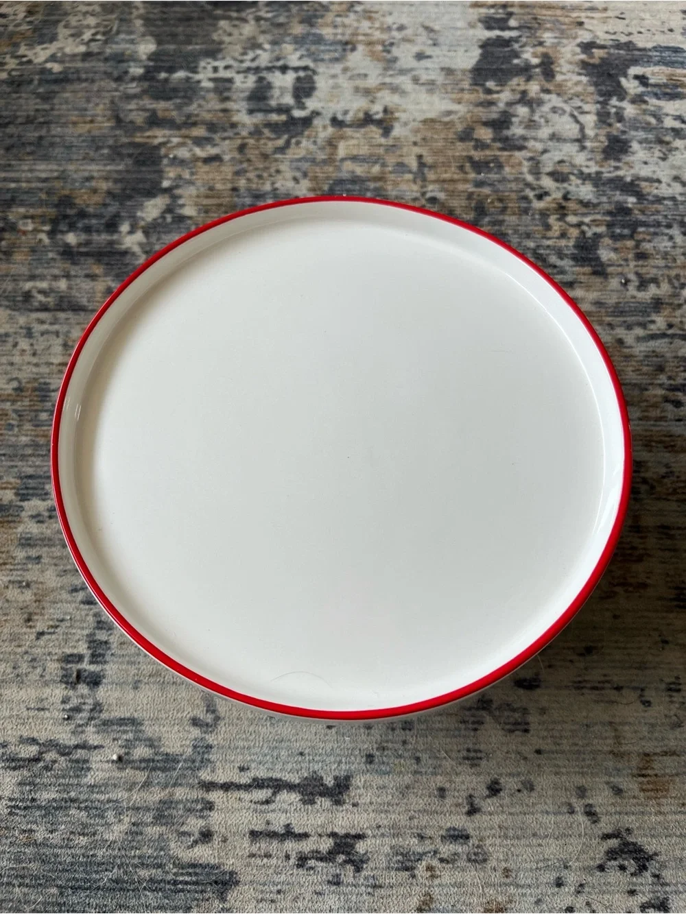 White Ceramic Cake Stand with Red Rim - Picture 2 of 2